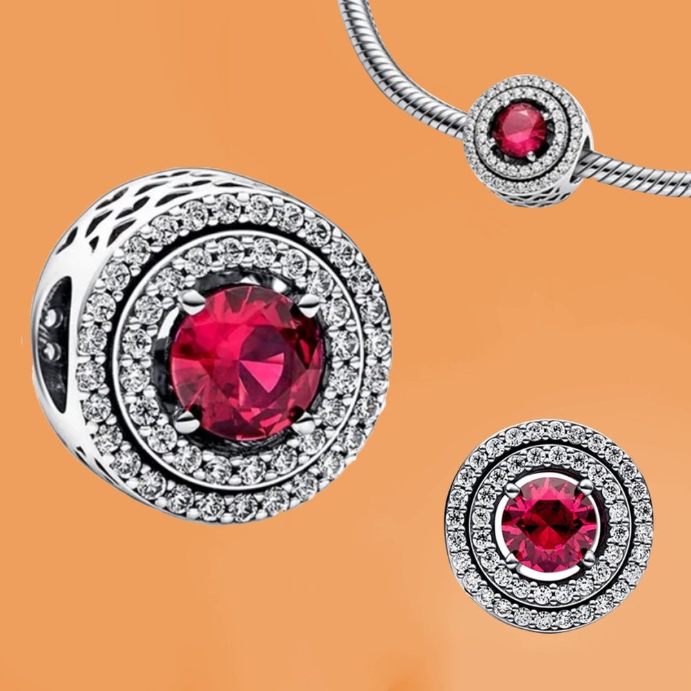Pandora Red Sparkling Levelled Round Charm 792418C01